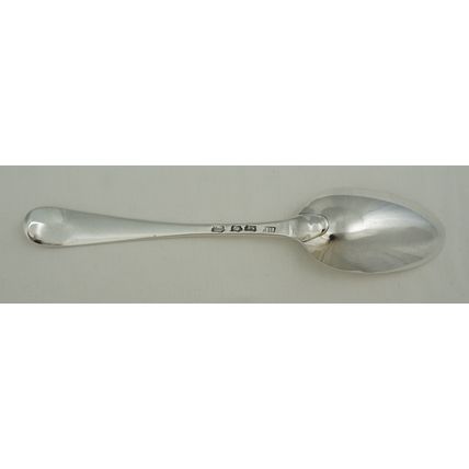 Heavy 8" Georgian Silver Old English Table Spoon, London 1743, 206mm, 64g.