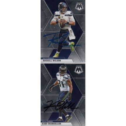 RUSSELL WILSON & KAM CHANCELLOR AUTO 2020 SEATTLE SEAHAWKS SUPER BOWL CHAMPIONS