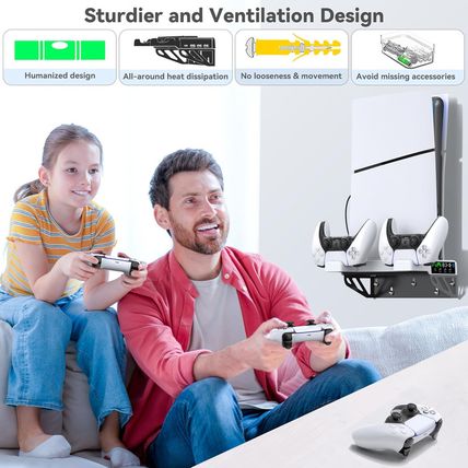 Ps5/Slim/Pro Wall Mount Kit with Cooling Fan & Charging Station, PS5 Shelf Float