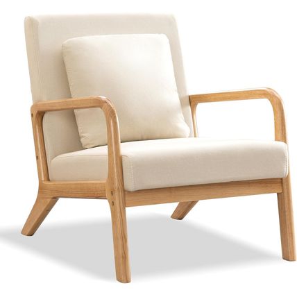 ELUCHANG Mid-Century Modern Accent Chair with Lumbar Pillow,Upholstered Armchair