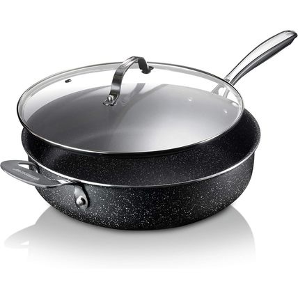 Granitestone Sauté Pan with Lid - 5.5 Quart. Non Stick Deep Frying Pan with Lid,