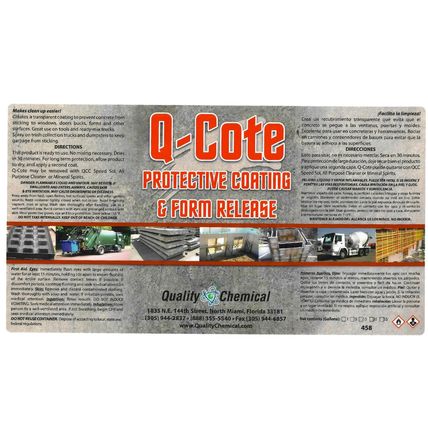 Quality Chemical Q-Cote - Paraffin-Based Concrete Form Release Agent for Stone,