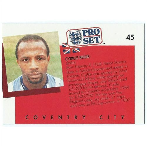 1990/1991 Pro Set Footbal - #45 - Cyrille Regis