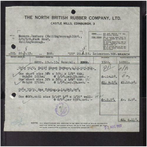 NORTH BRITISH RUBBER CO LTD,CASTLE MILLS,EDINBURGH, 22AUG53