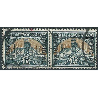 South Africa 1950 O44 1 1/2d Blue-Green & Yellow-Buff OFFICIAL Fine Used PAIR