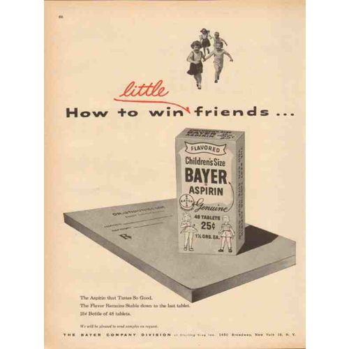 sterling drug company 1959 bayer friends aspirin medical vintage ad