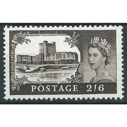 1963 SG595k 2/6d Black Brown Castle CSP Mounted Mint.