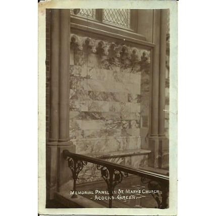 Warwickshire ACOCKS GREEN St Mary's Church Memorial Panel Postcard