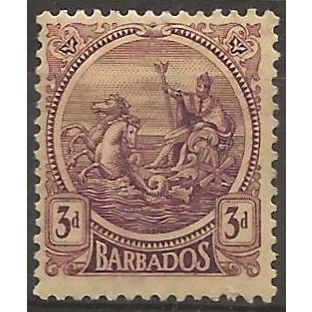 Barbados 1921 SG213 3d Purple/Pale Yellow Mounted Mint . .