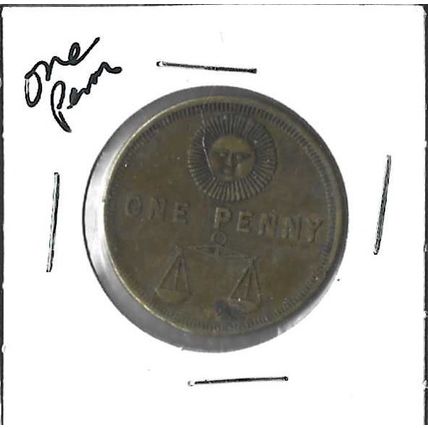 Very Old Bronze One cent token Dum Tacet Clamat XF