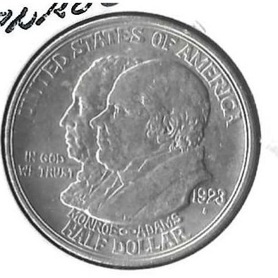 1923-S US Silver Comm Monroe Half Dollar BU Grey Sheet $65.00+