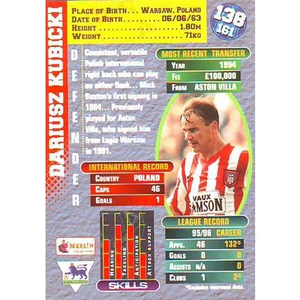 Merlin Premier Gold English Premier League 1996/97 Dariusz Kubicki