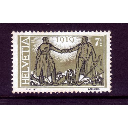 SWITZERLAND 1919 SG304 7 1/2c GREEN BLACK PEACE M / MINT