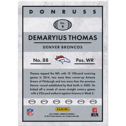 2015 Donruss Football 1984 Throwback Rookies 6 Demaryius Thomas Denver Broncos