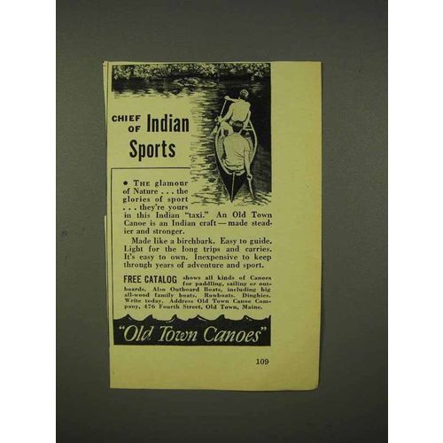 1938 Old Town Canoes Ad - Chief of Indian Sports