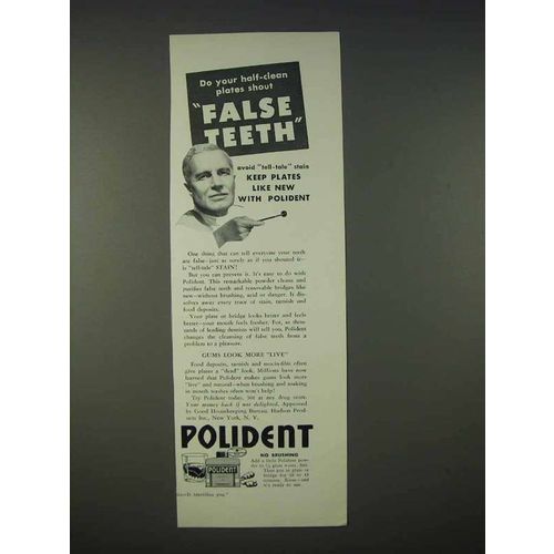 1940 Polident Denture Cleaner Ad - False Teeth