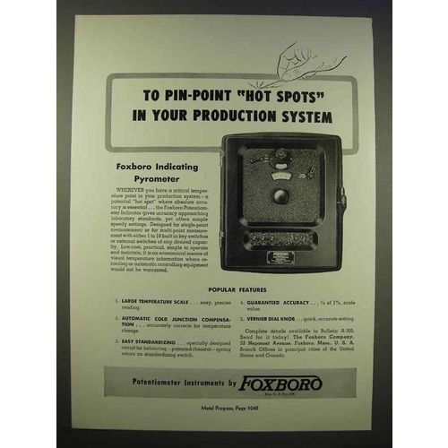 1946 Foxboro Indicating Pyrometer Ad - Hot Spots