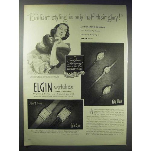 1948 Lady & Lord Elgin Watch Ad - Rosalind Russell