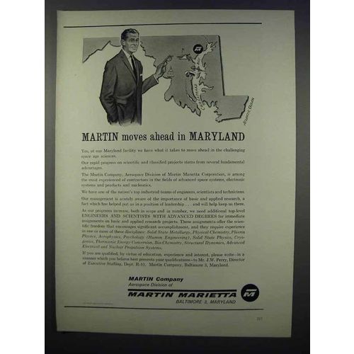 1962 Martin Company Ad - Moves Ahead in Maryland