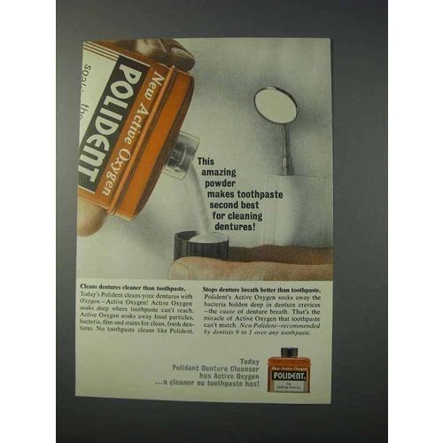 1963 Polident Denture Cleaner Ad - Amazing Powder