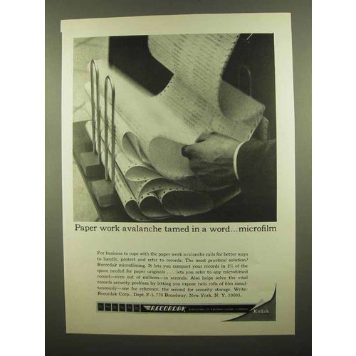 1965 Kodak Recordak Microfilm Ad - Paper Work Tamed
