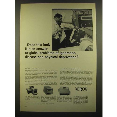 1966 Xerox Copiers Ad - Answer to Ignorance, Disease, Physical Deprivation