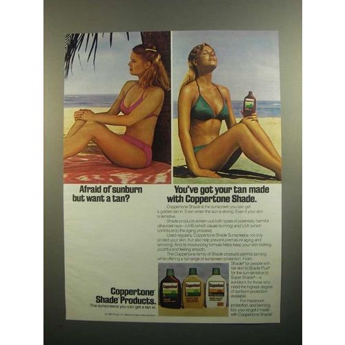 1984 Coppertone Shade Sunscreens Ad - Afraid of Sunburn