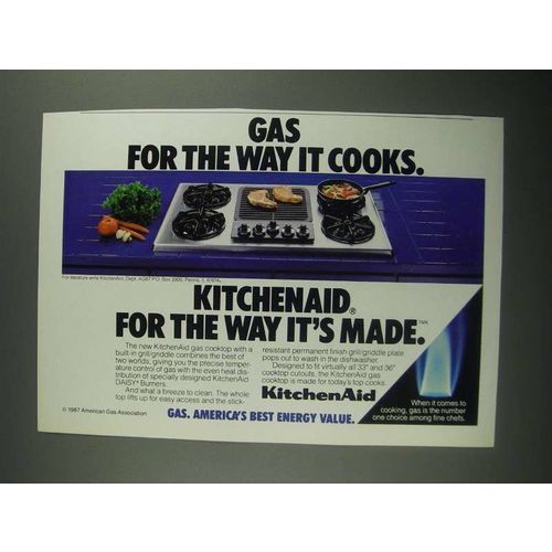 1987 KitchenAid Gas Cooktop and American Gas Association Ad - The Way It Cooks
