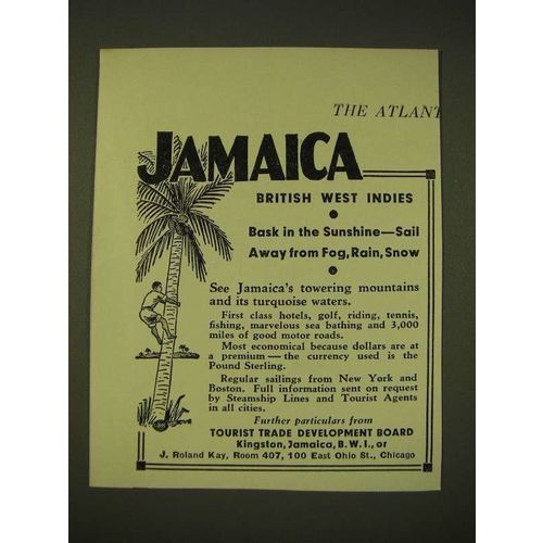 1933 Tourist Trade Development Board Ad - Jamaica British West Indies
