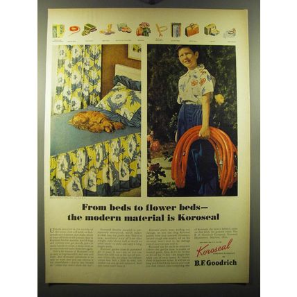 1950 B.F. Goodrich Koroseal Ad - From beds to flower beds - the modern material