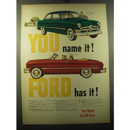 1950 Ford Cars Ad - You name it! Ford has it!