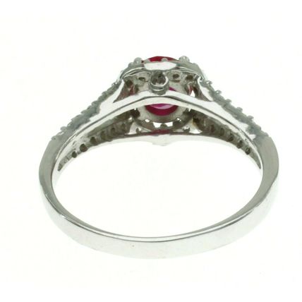 New Real 925 Sterling Silver Fashion Jewelry Halo Wedding Ring Red and White CZ