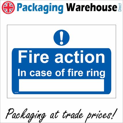 MA090 FIRE ACTION IN CASE OF FIRE RING SIGN WORKPLACE OFFICE FACTORY ALARM BUZZ