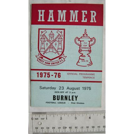 1975 programme West Ham v. Burnley