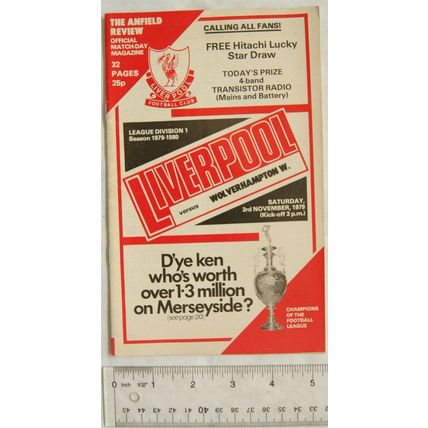 1979 programme Liverpool v. Wolverhampton Wanderers, 3/11