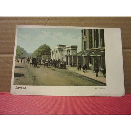 HYDE PARK CORNER, LONDON used antique postcard 1906 pm =