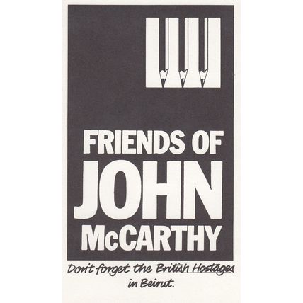 Friends Of John McCarthy Political Prisoner Hostage Petition Postcard