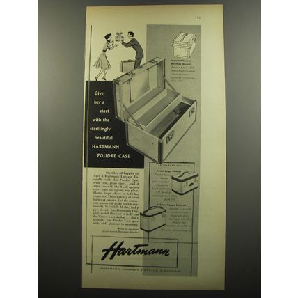 1953 Hartmann Poudre Case Luggage Ad - Give her a start