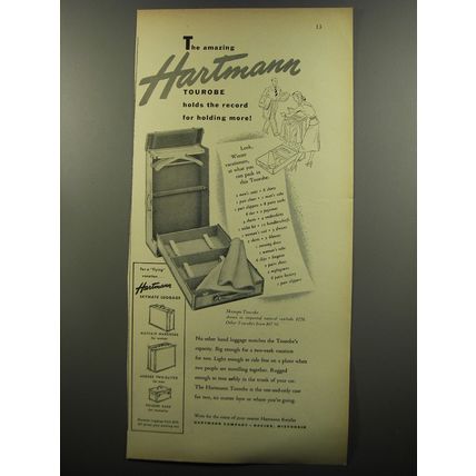 1953 Hartmann Tourobe Luggage Ad - The amazing Hartmann Tourobe holds