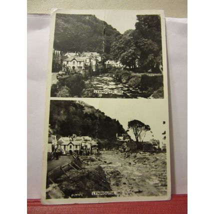 LYNMOUTH FLOOD DISASTER, DEVON used postcard RP by Harvey Barton 1963 pm =