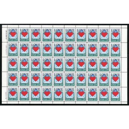 Love Envelope Love Series Sheet of 50 Stamps Scott 2618