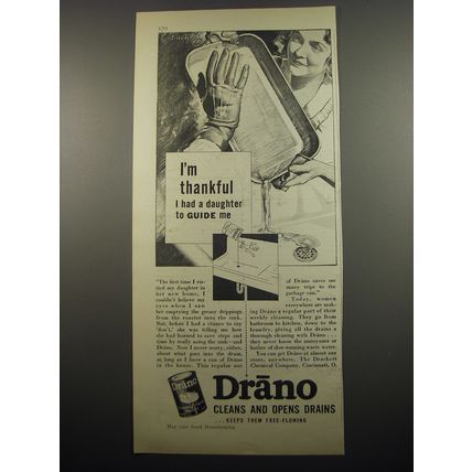 1932 Drano Drain Cleaner Ad - I'm thankful I had a daughter to guide me