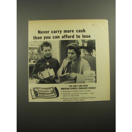 1956 American Express Travelers Cheques Advertisement