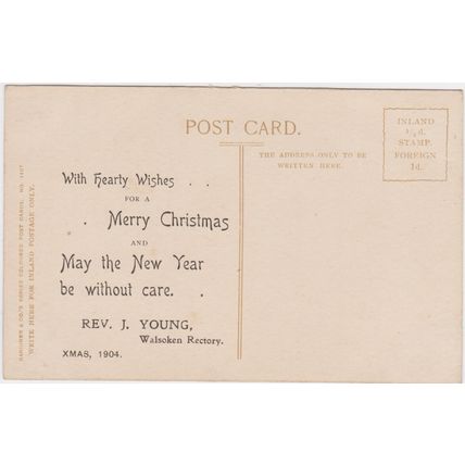 PPC The Church Walsoken nr Wisbech Norfolk Xmas 1904 Young Greeting