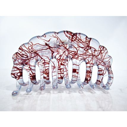 Clear transparent blue and red painted hair claw clip