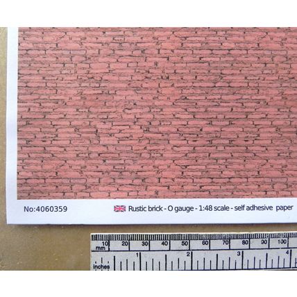 Papier autocollant brique rustique pour O gauge - échelle 1:48 - feuille A4