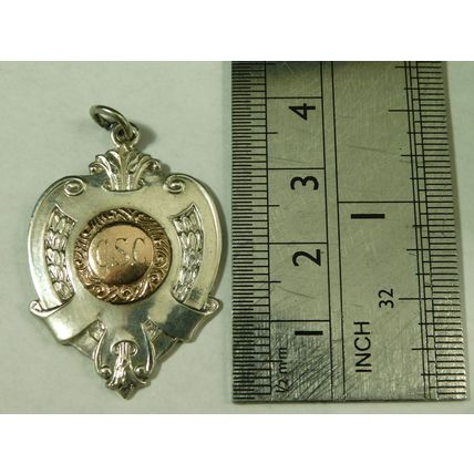 Antique Solid Sterling Silver Pocket Watch Fob Medal Scouting Swimming Champ