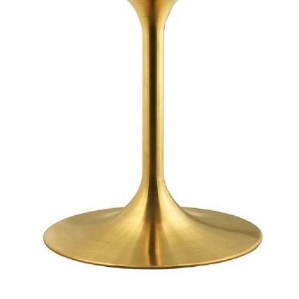 47" White Round Lacquered Wood Top Tulip Pedestal Dining Table Gold Metal Base