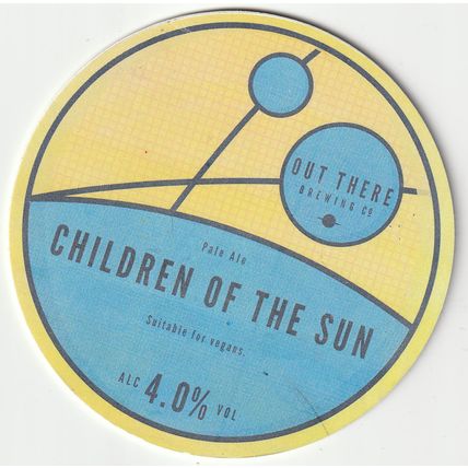 USED PUMP CLIP FRONT - OUT THERE BREWING CO - CHILDREN OF THE SUN PALE ALE
