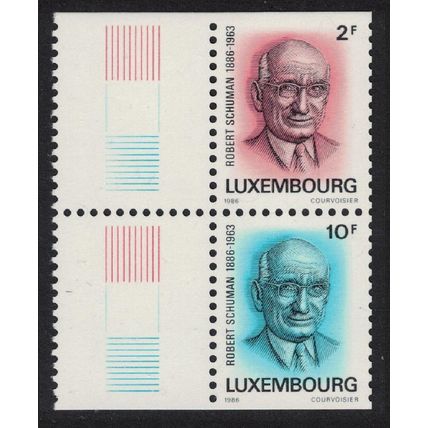Luxembourg Robert Schuman politician 2v Pair Margin 1986 MNH SG#1185-1186